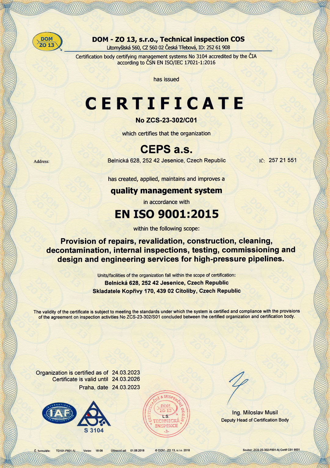 ISO 9001:2015 Management System Certificate