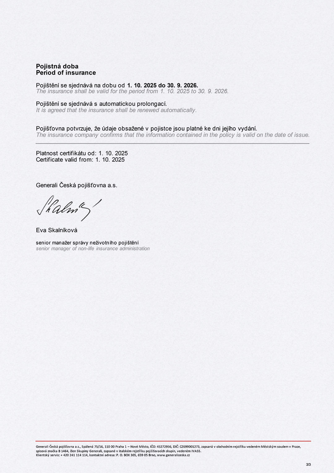 Certificate of Insurance (page 3)