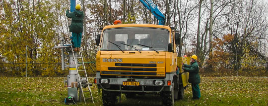 Spraying of marking substance while measuring the line DN 1000